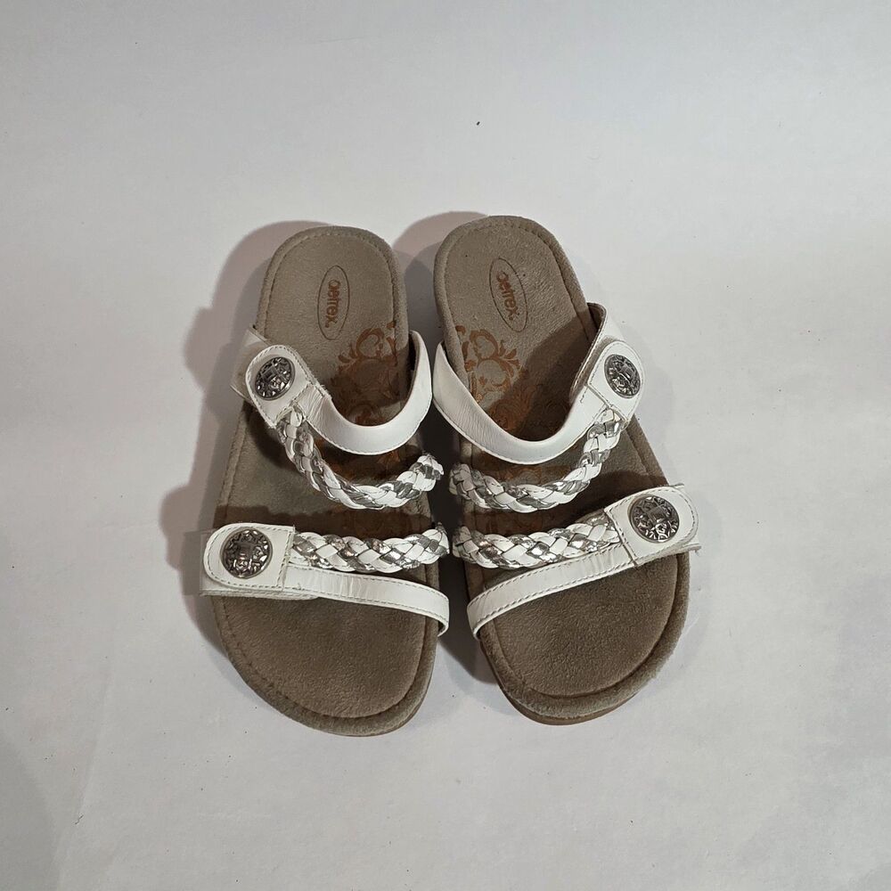 Aetrex Janey Womens Slip Sandals. White Sz 7
